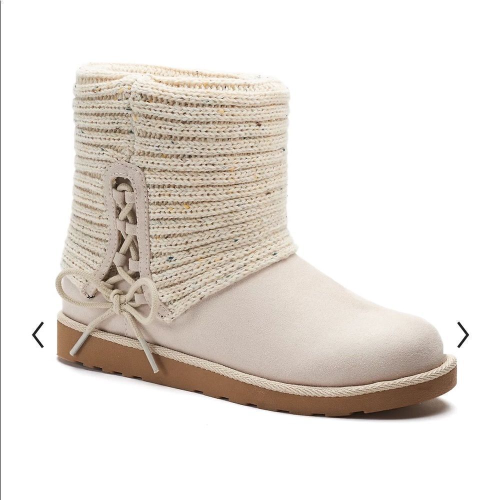 SO Cream Ankle Boots with Knit Cuff